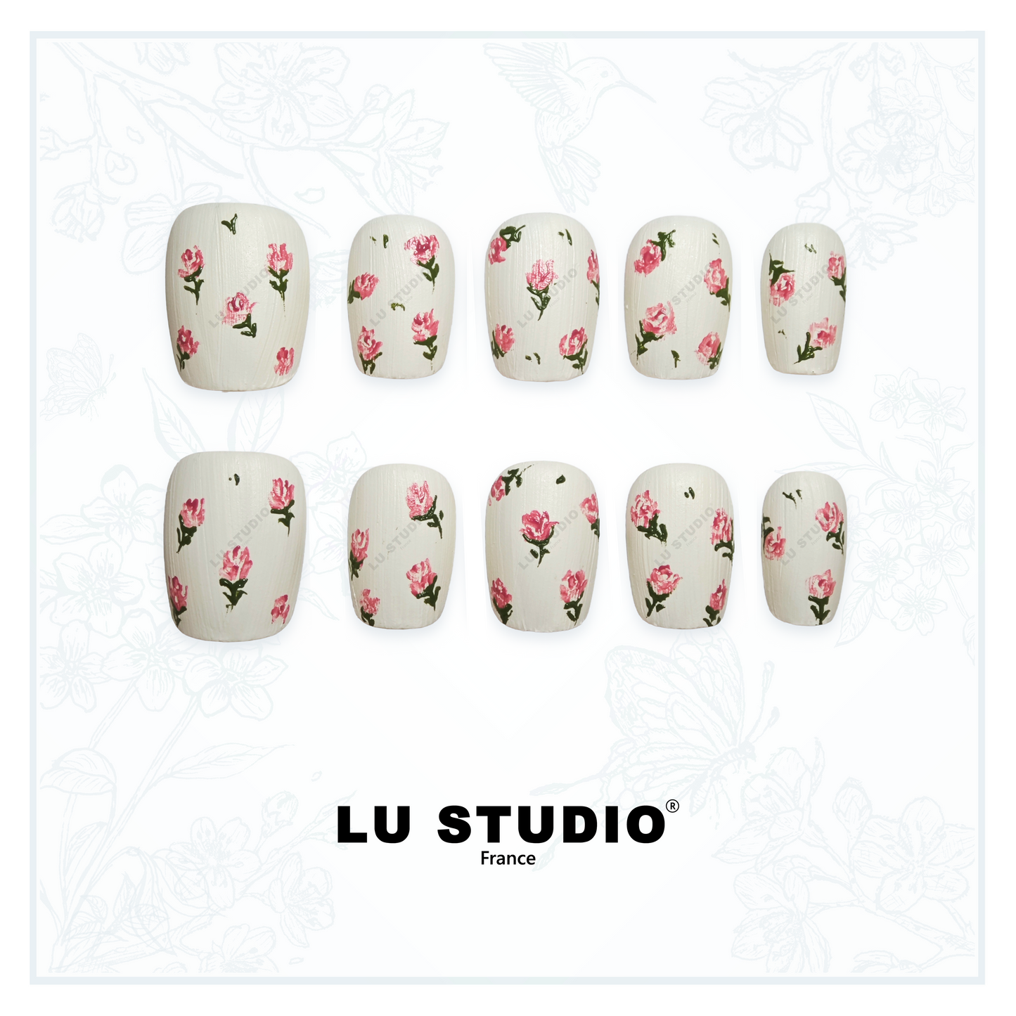 M116 - Roses Vintage  |  Faux-ongles réutilisables - Press on nails