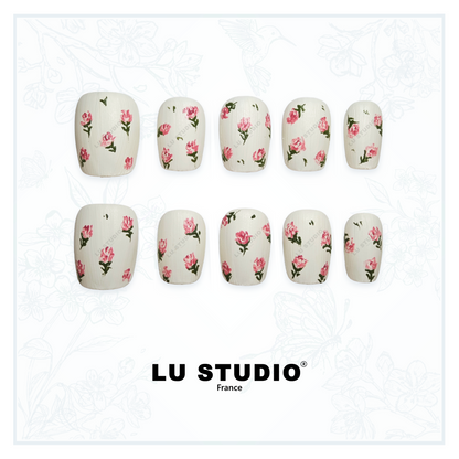 M116 - Roses Vintage  |  Faux-ongles réutilisables - Press on nails
