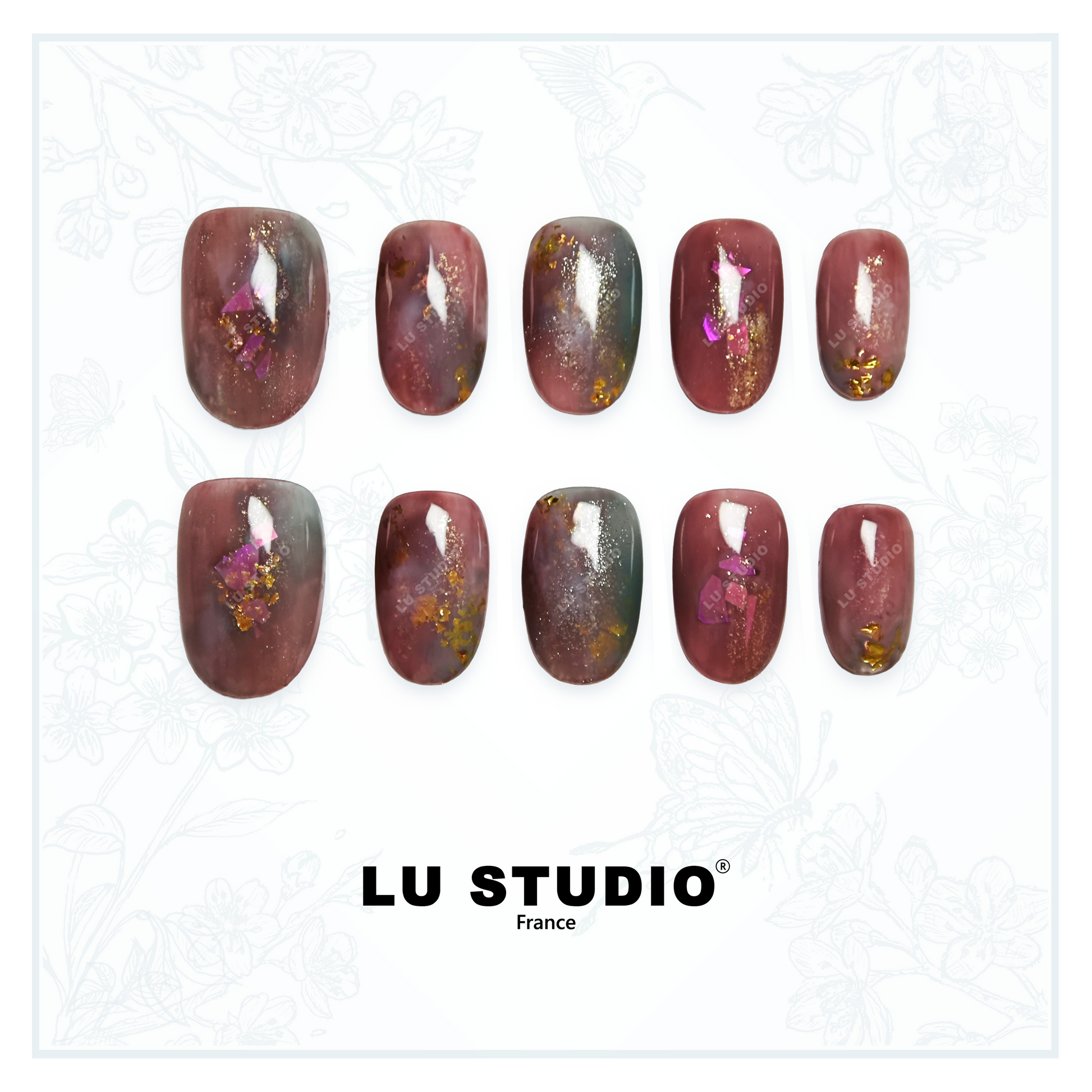 M118 - Marbre Rose  |  Faux-ongles réutilisables - Press on nails