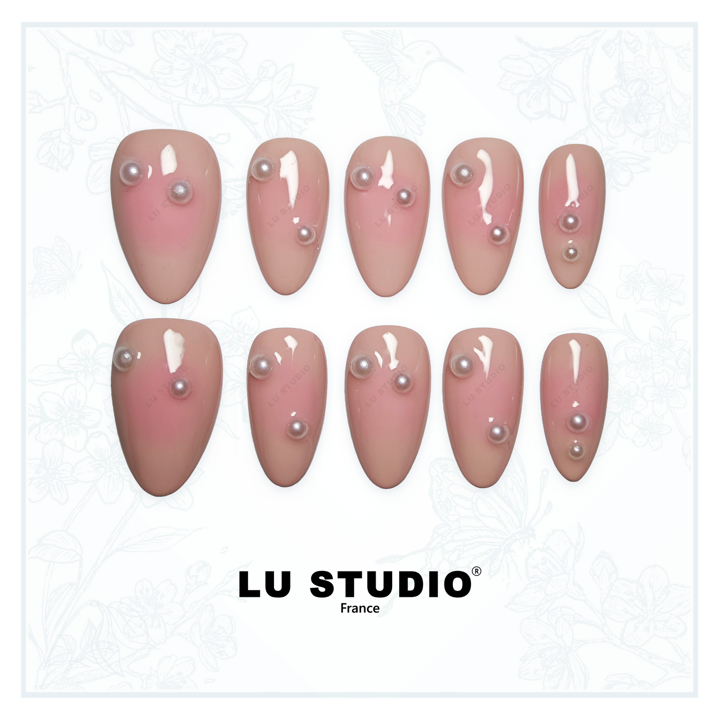 M120 - Douceur Perlée  |  Faux-ongles réutilisables - Press on nails