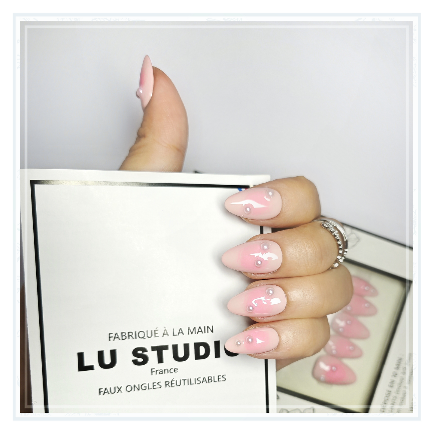 M120 - Douceur Perlée  |  Faux-ongles réutilisables - Press on nails