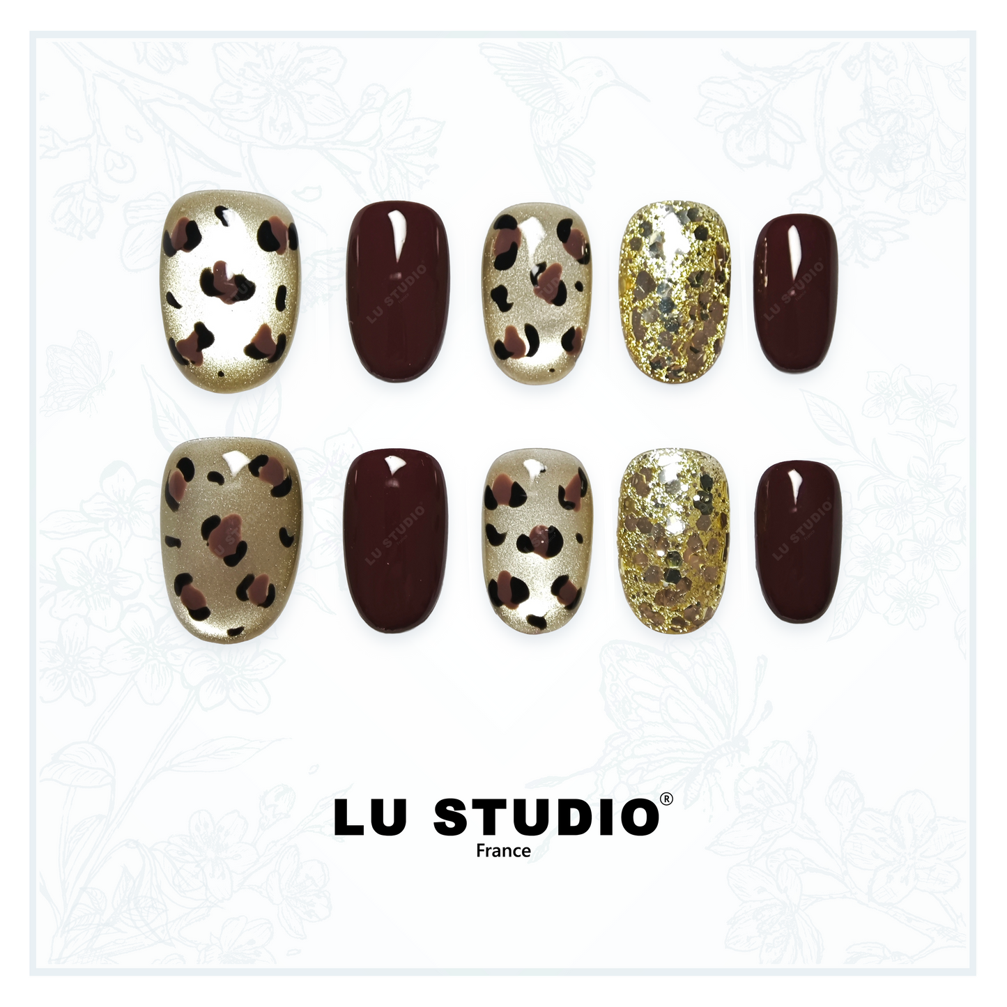 M123 - Léopard Royal   |  Faux-ongles réutilisables - Press on nails