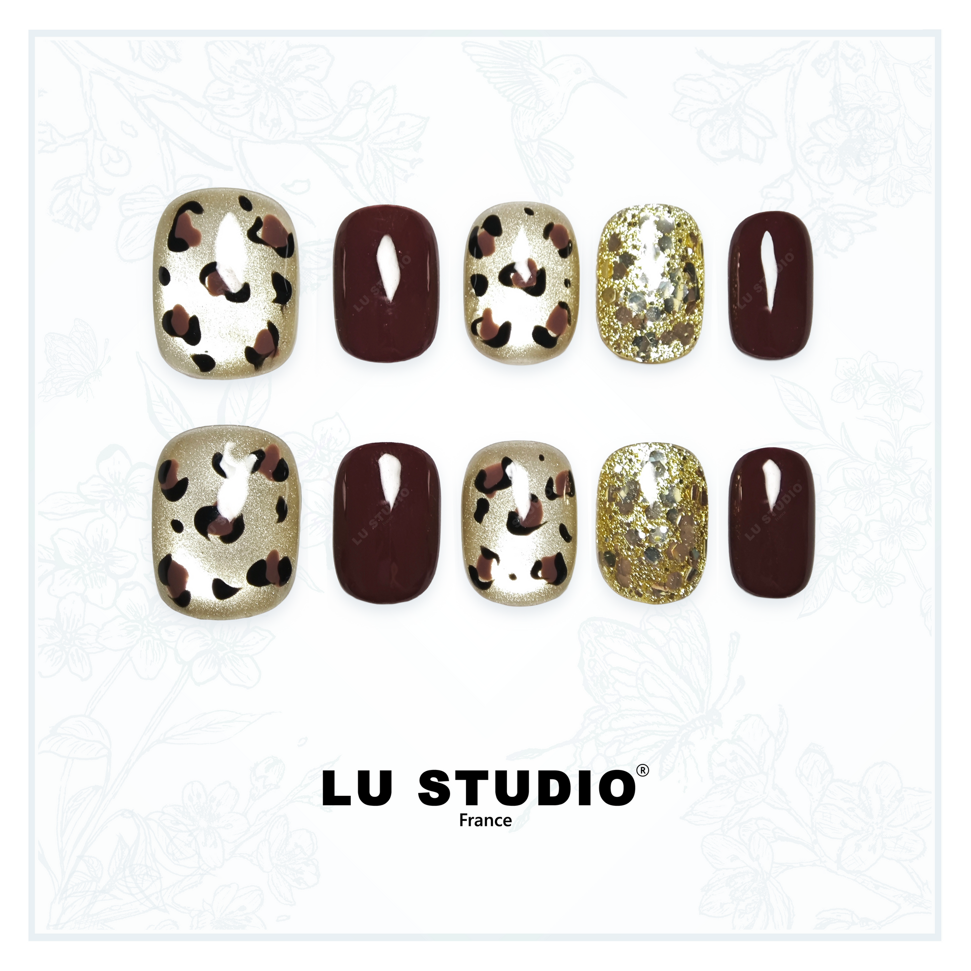 M123 - Léopard Royal   |  Faux-ongles réutilisables - Press on nails