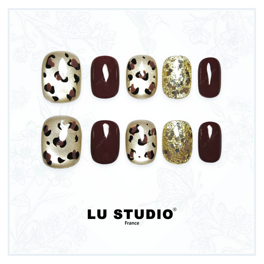 M123 - Léopard Royal   |  Faux-ongles réutilisables - Press on nails