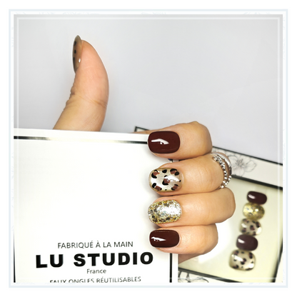 M123 - Léopard Royal   |  Faux-ongles réutilisables - Press on nails