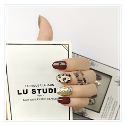 M123 - Léopard Royal  |  Faux-ongles réutilisables - Press on nails