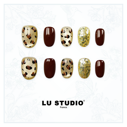 M123 - Léopard Royal   |  Faux-ongles réutilisables - Press on nails