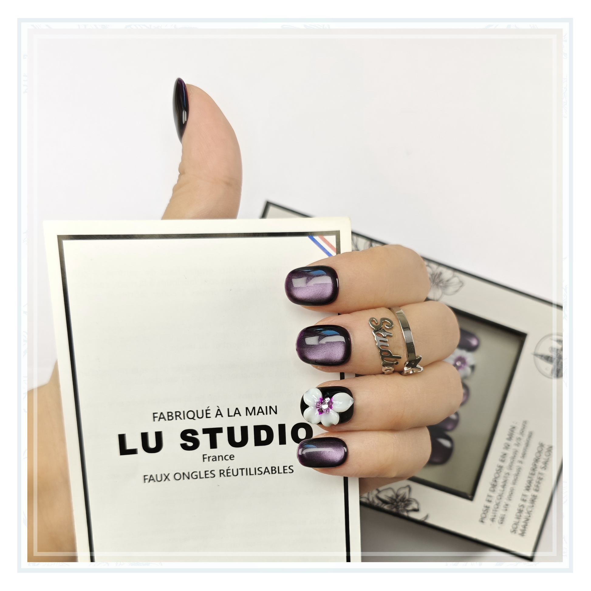 M124 - Nuit de Sakura  |  Faux-ongles réutilisables - Press on nails