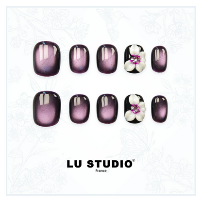 M124 - Nuit de Sakura  |  Faux-ongles réutilisables - Press on nails