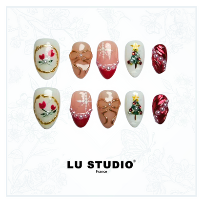 M130 - Douceur de Noël  |  Faux-ongles réutilisables - Press on nails