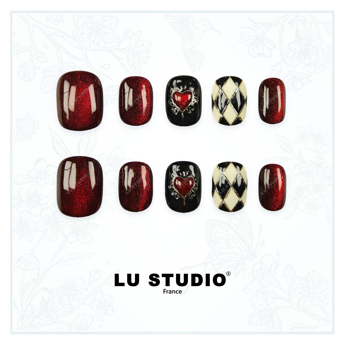 M131 - Reine de Coeur  |  Faux-ongles réutilisables - Press on nails