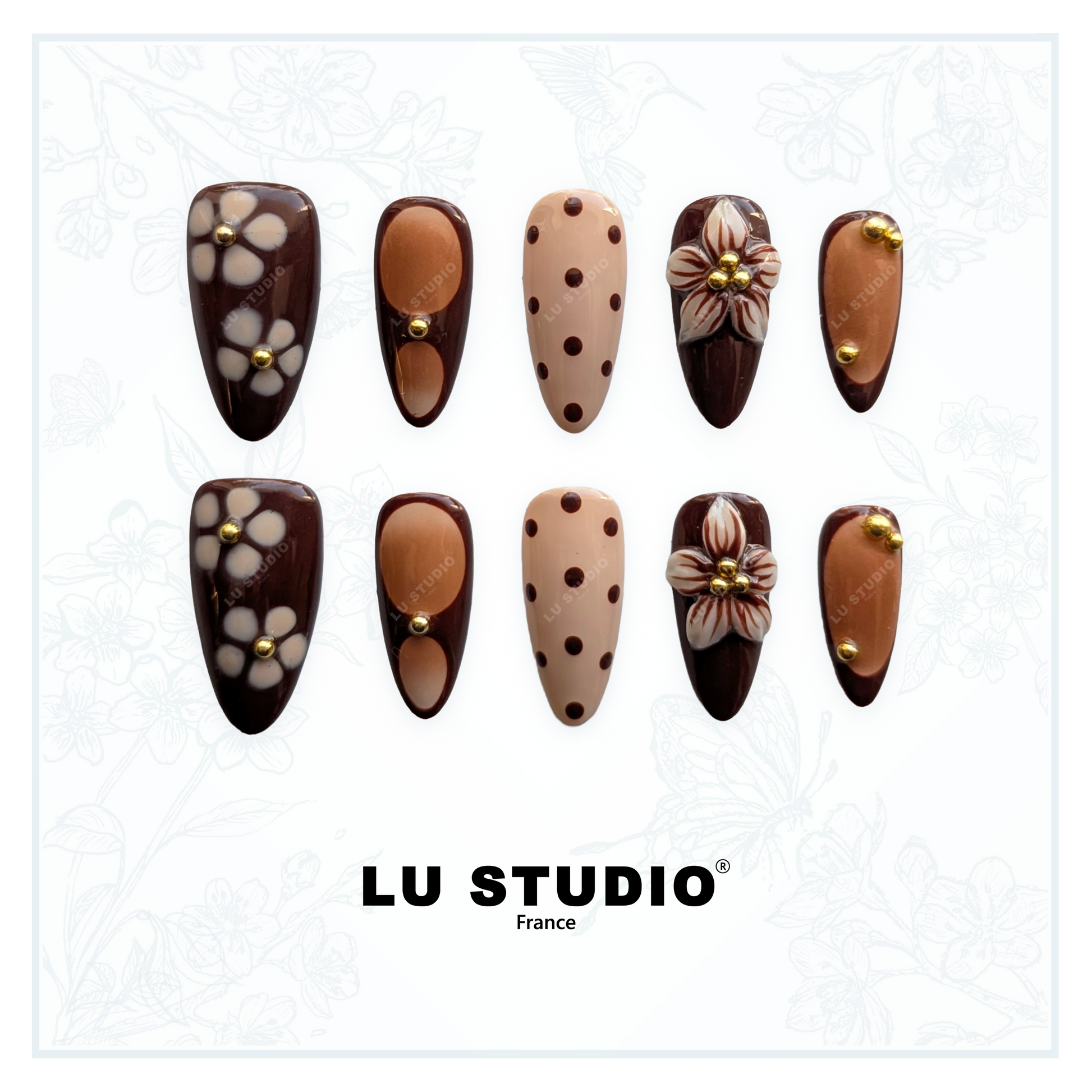 M134 - Marron délicat  |  Faux-ongles réutilisables - Press on nails