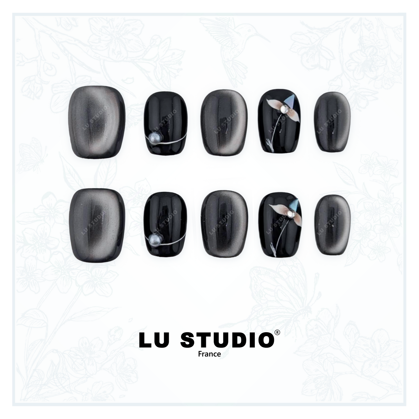 M135 - Noir délicat  |  Faux-ongles réutilisables - Press on nails