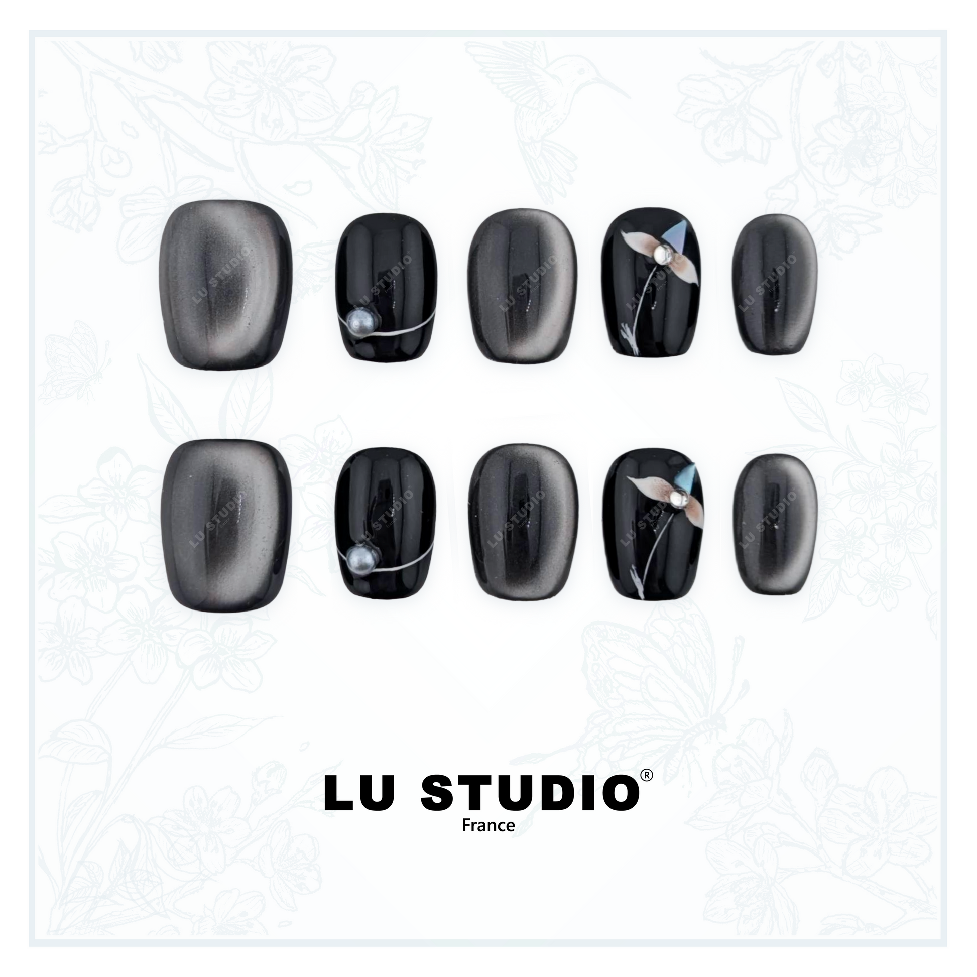 M135 - Noir délicat  |  Faux-ongles réutilisables - Press on nails