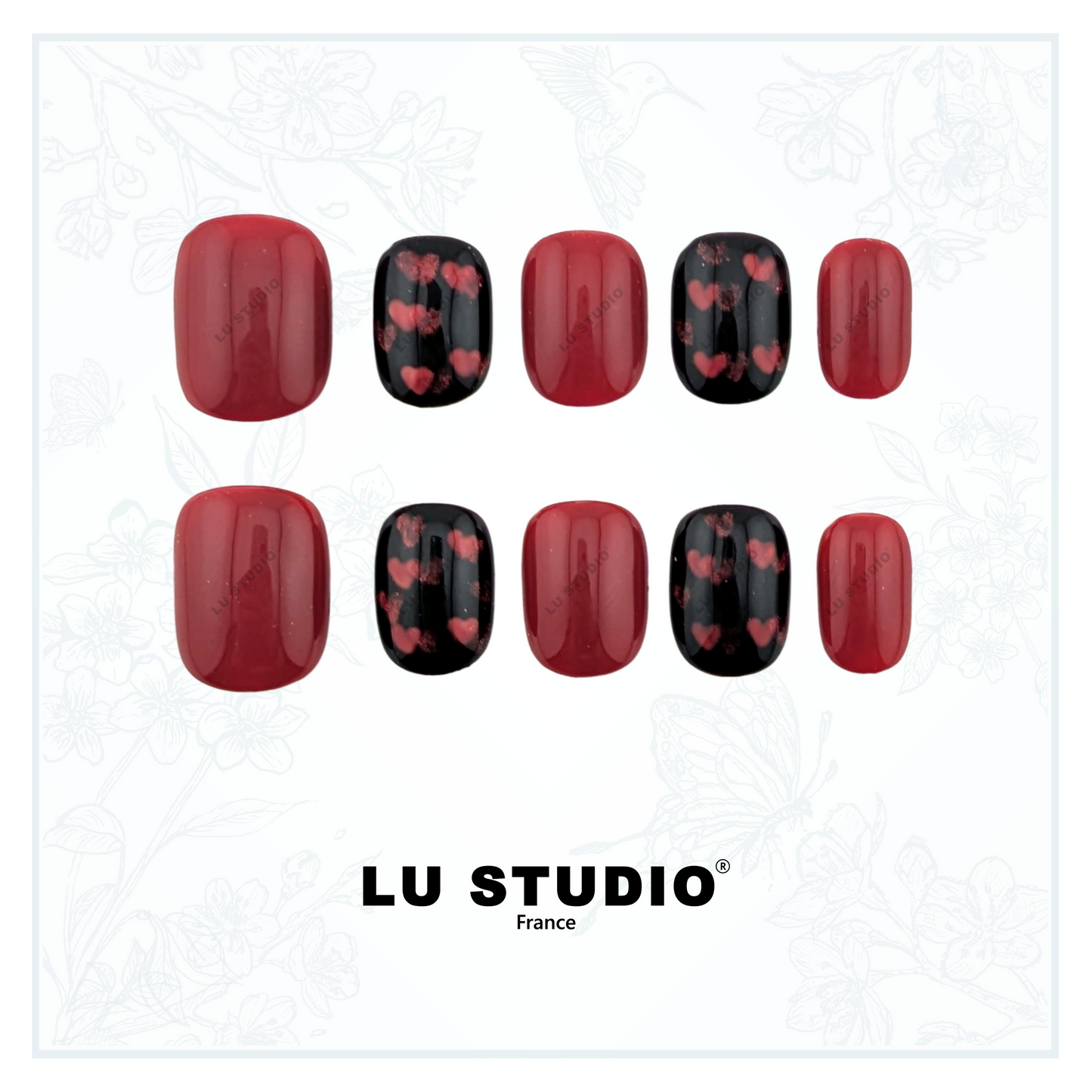 M139 - Coeur Rouge  |  Faux-ongles réutilisables - Press on nails