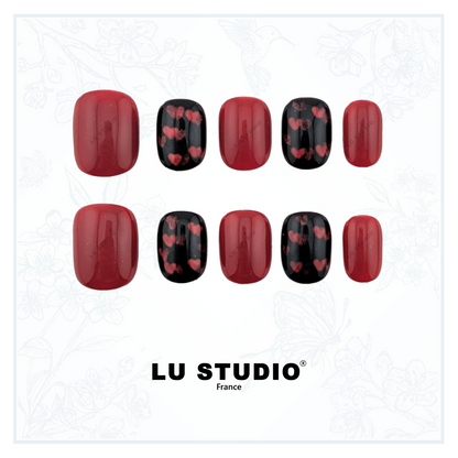 M139 - Coeur Rouge  |  Faux-ongles réutilisables - Press on nails
