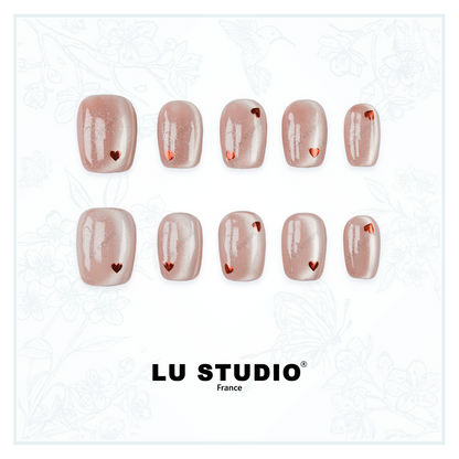 M148 - Saint Valentin délicate  |  Faux-ongles réutilisables - Press on nails
