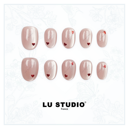 M148 - Saint Valentin délicate  |  Faux-ongles réutilisables - Press on nails