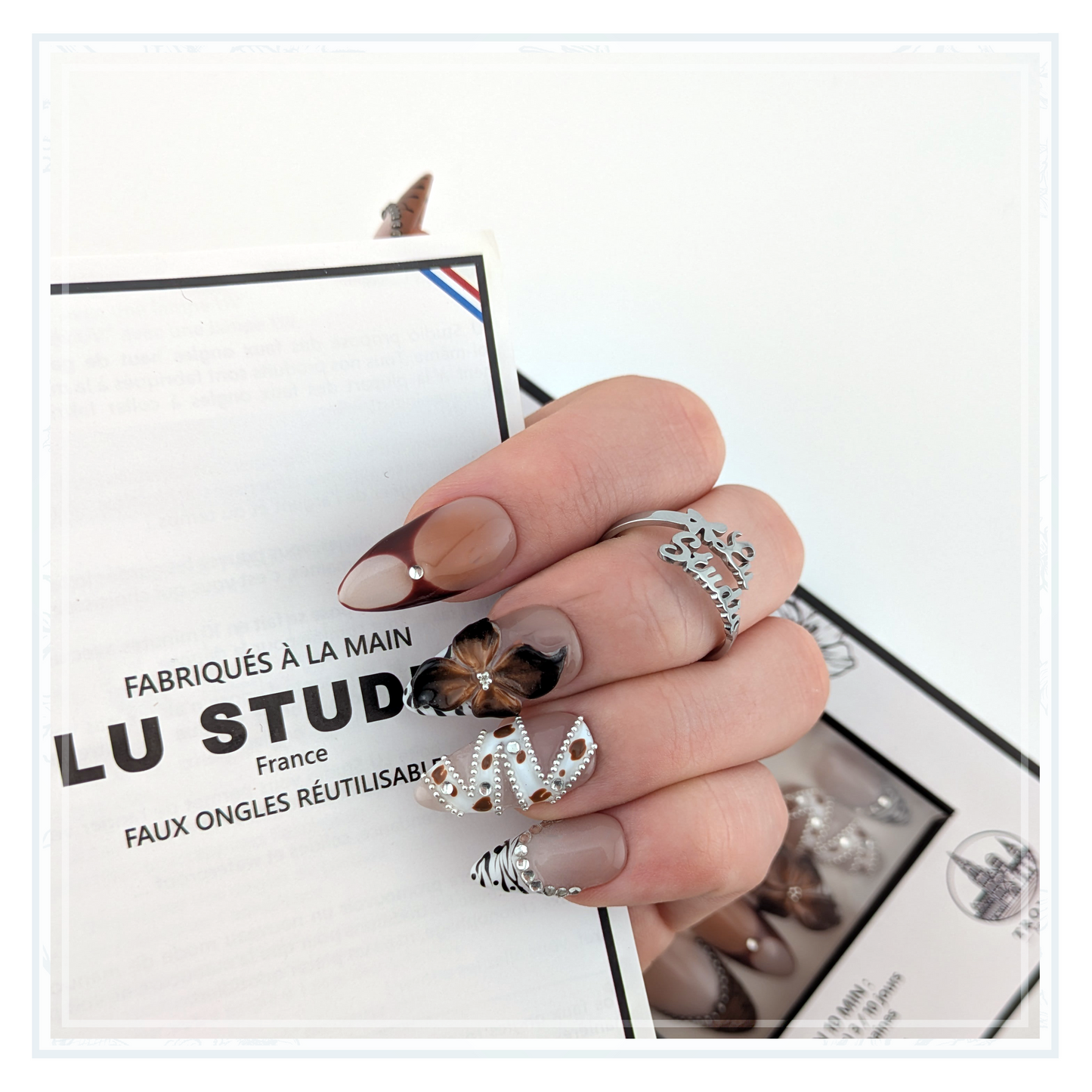 M150 - Zèbre bling-bling   |  Faux-ongles réutilisables - Press on nails