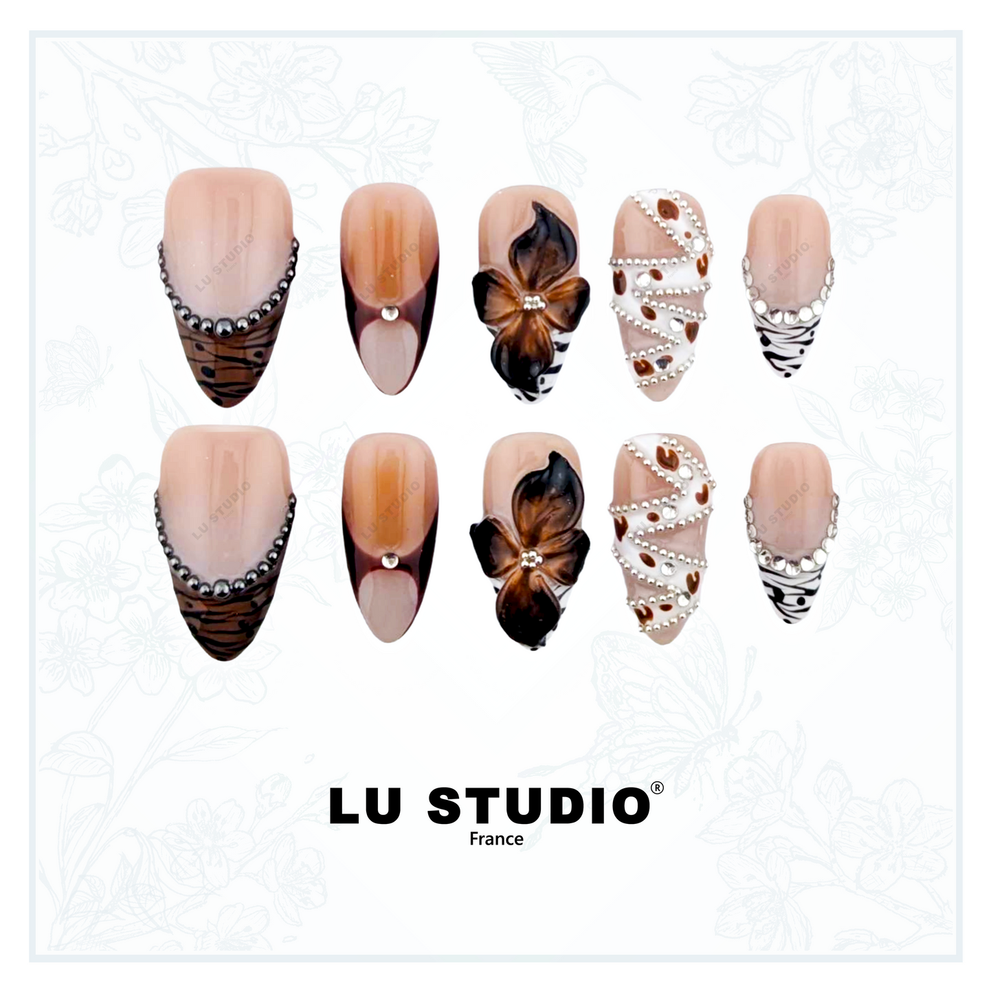 M150 - Zèbre bling-bling   |  Faux-ongles réutilisables - Press on nails