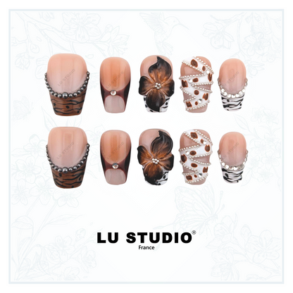 M150 - Zèbre bling-bling   |  Faux-ongles réutilisables - Press on nails