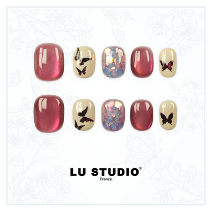M154 - L'envol des papillons   |  Faux-ongles réutilisables - Press on nails