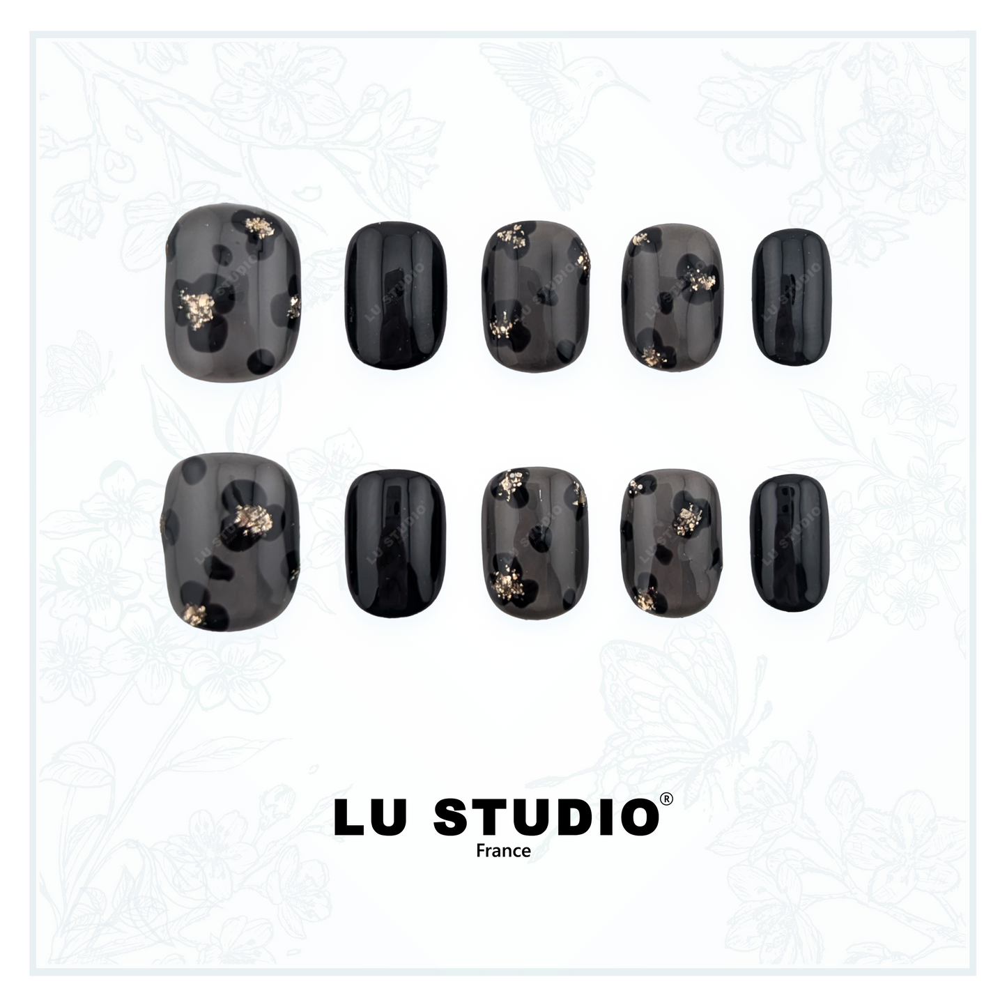 M158 - Léopard de minuit   |  Faux-ongles réutilisables - Press on nails