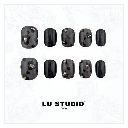 M158 - Léopard de minuit   |  Faux-ongles réutilisables - Press on nails
