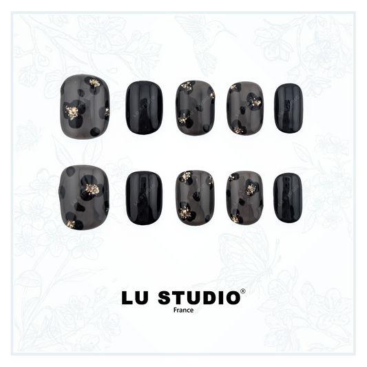 M158 - Léopard de minuit   |  Faux-ongles réutilisables - Press on nails