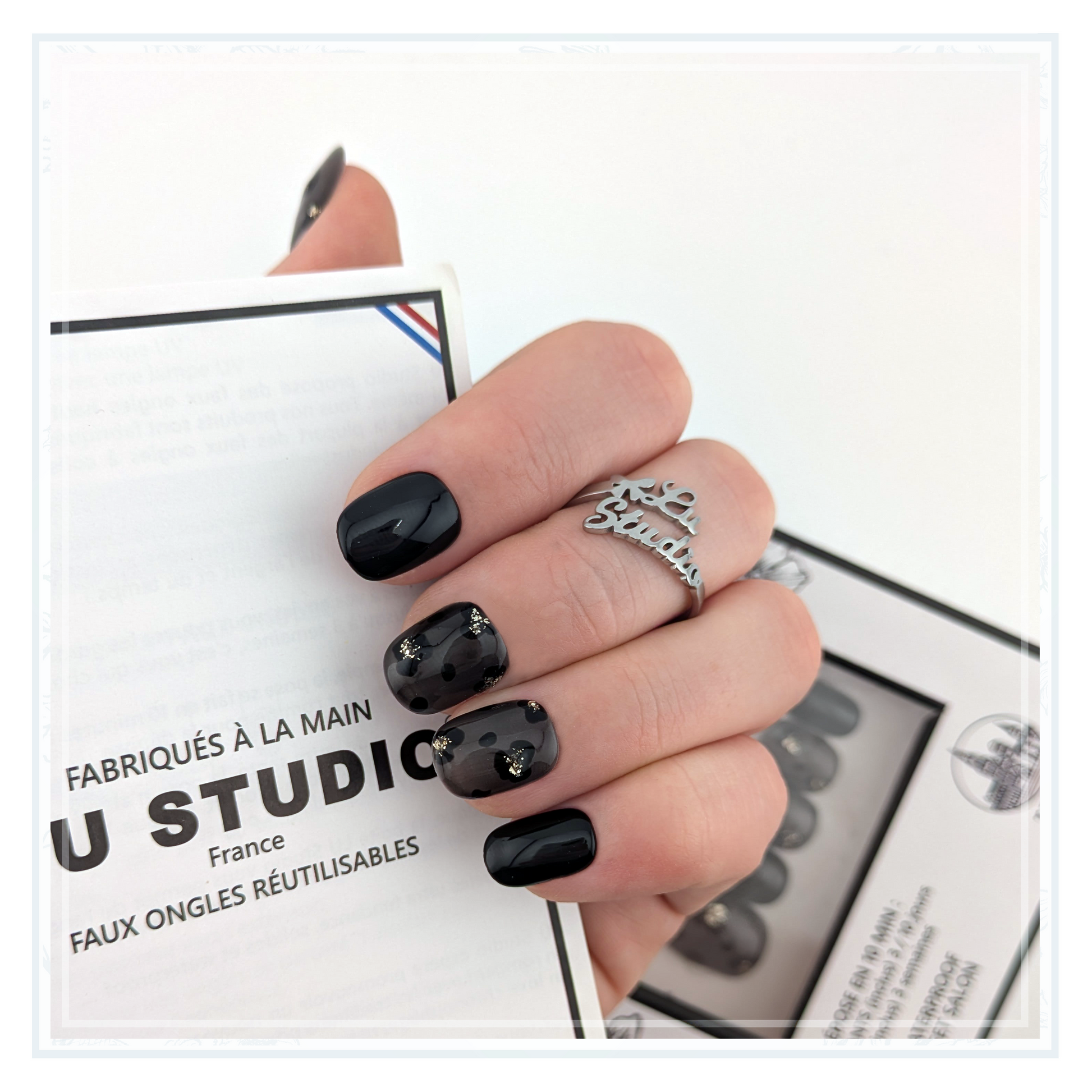 M158 - Léopard de minuit   |  Faux-ongles réutilisables - Press on nails