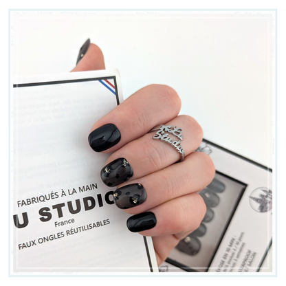 M158 - Léopard de minuit   |  Faux-ongles réutilisables - Press on nails