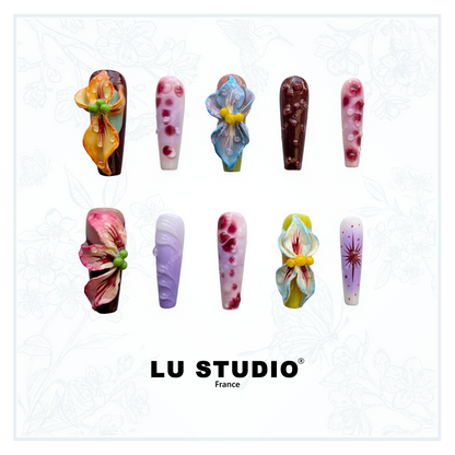 Fleur de diable - Press On Nails Faux Ongles Faits Main LU STUDIO
