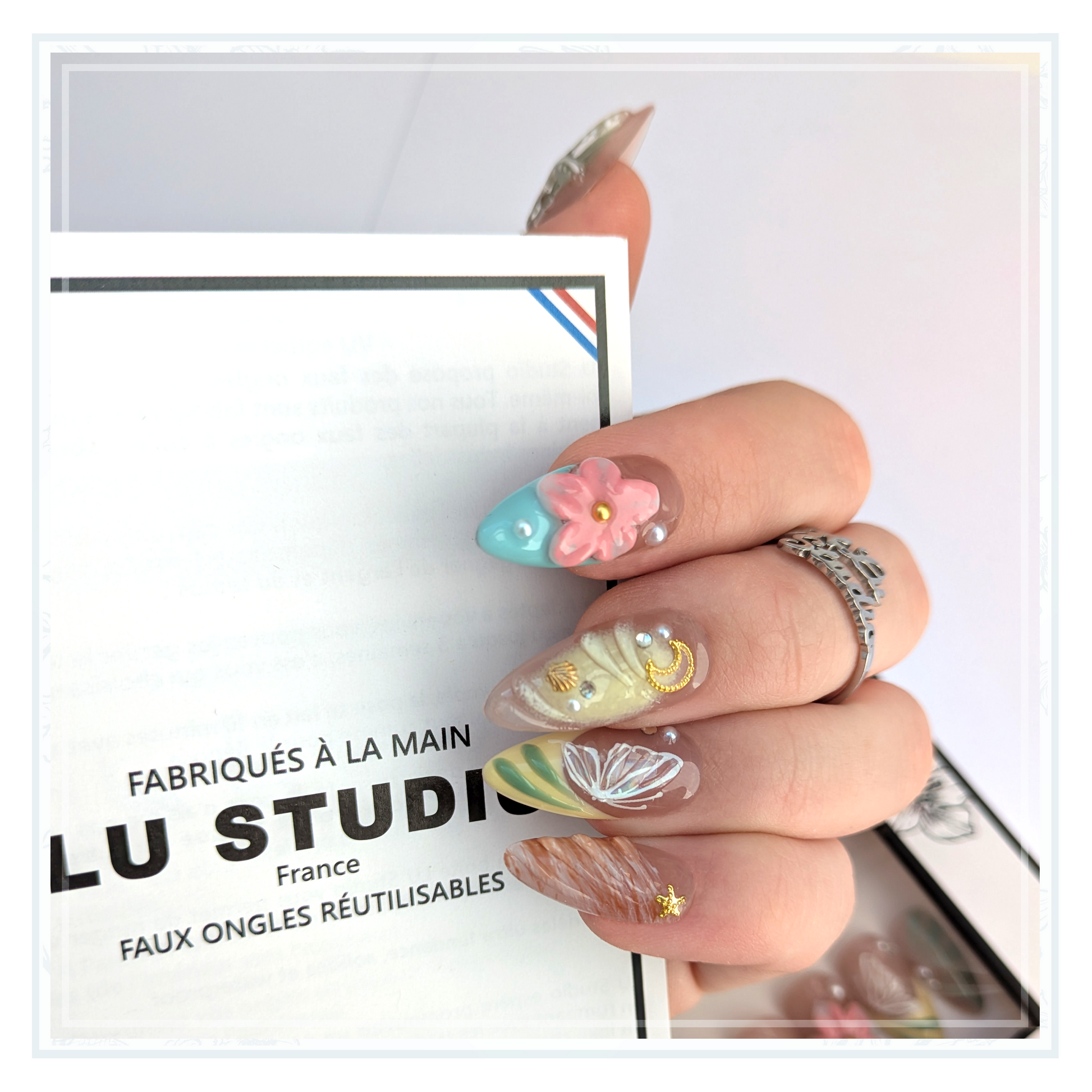 M163 - Mer paisible  |  Faux-ongles réutilisables - Press on nails
