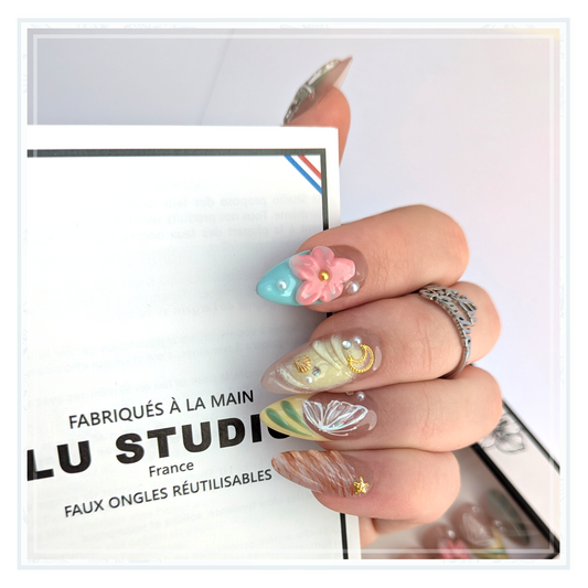 M163 - Mer paisible  |  Faux-ongles réutilisables - Press on nails
