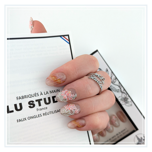 M169 - Fleur d'aurore  |  Faux-ongles réutilisables - Press on nails