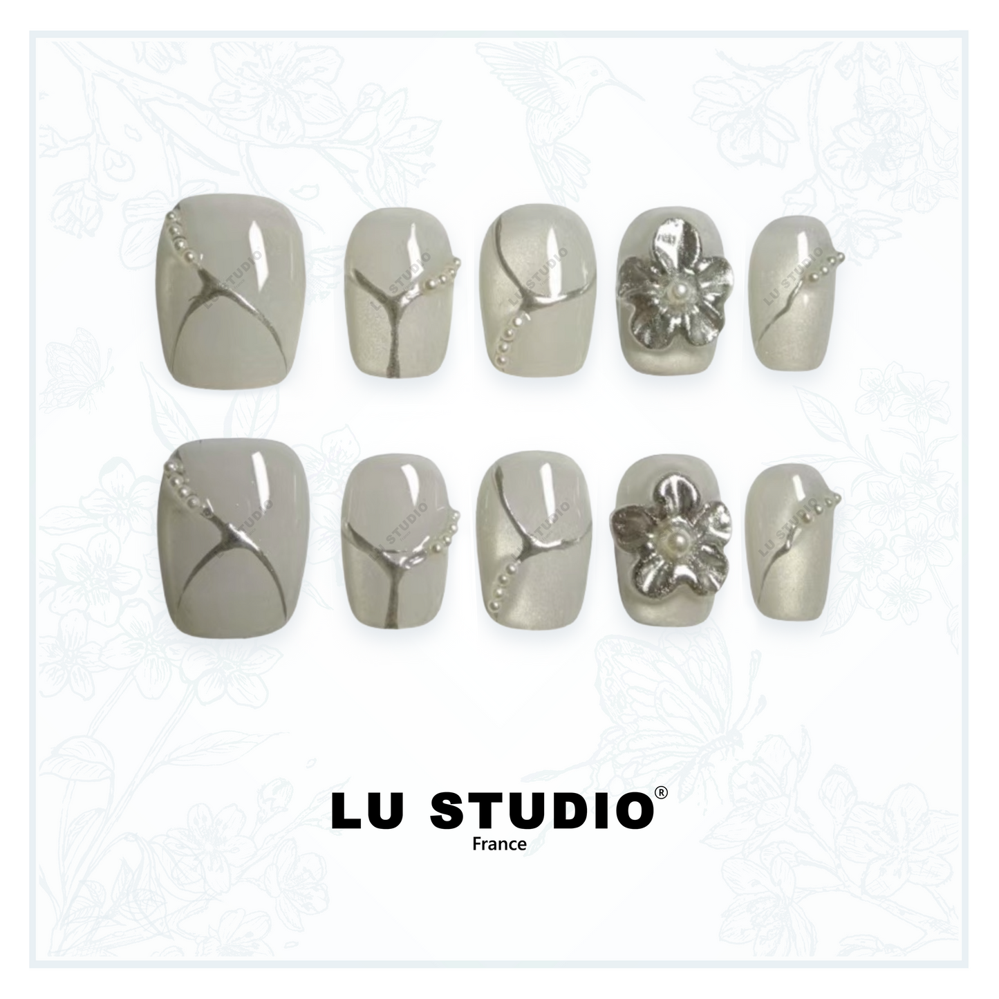 M17 - Faille d'argent  |  Faux-ongles réutilisables - Press on nails