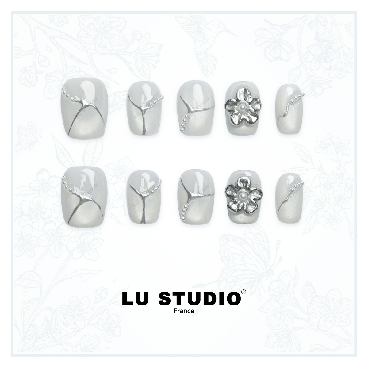 M17 - Faille d'Argent | Faux-ongles réutilisables - Press on nails