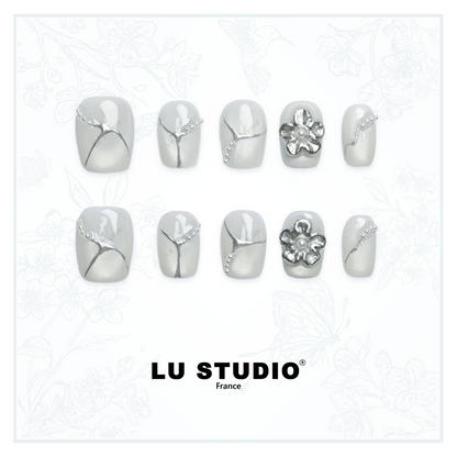M17 - Faille d'Argent | Faux-ongles réutilisables - Press on nails