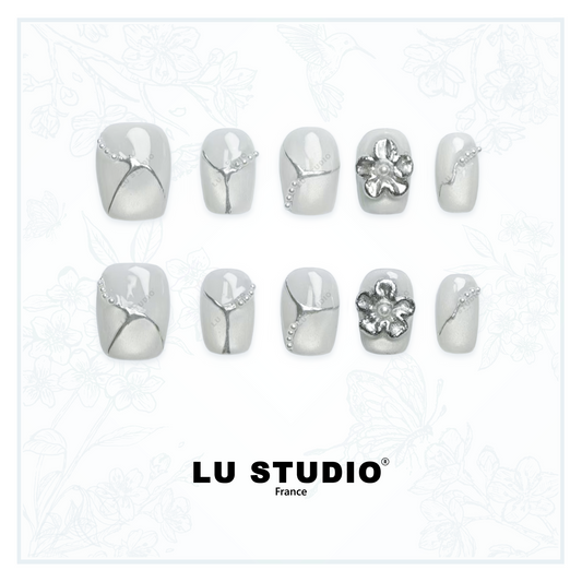 M17 - Faille d'Argent | Faux-ongles réutilisables - Press on nails