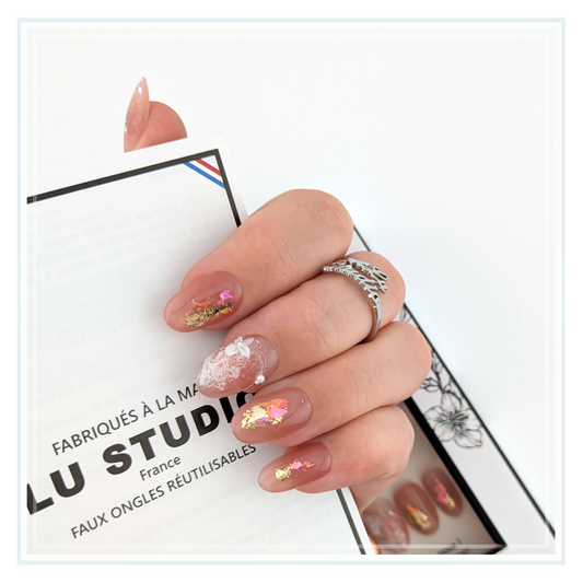 M179 - Rose de soie  |  Faux-ongles réutilisables - Press on nails