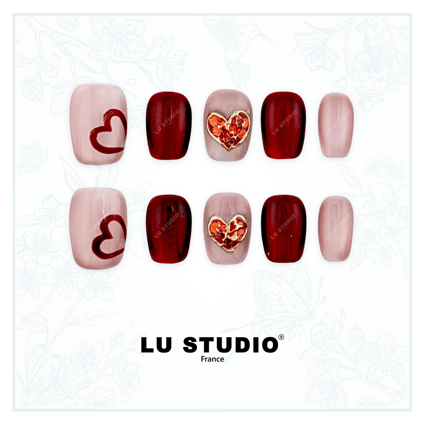 M182 - Coeur de Troyes  |  Faux-ongles réutilisables - Press on nails