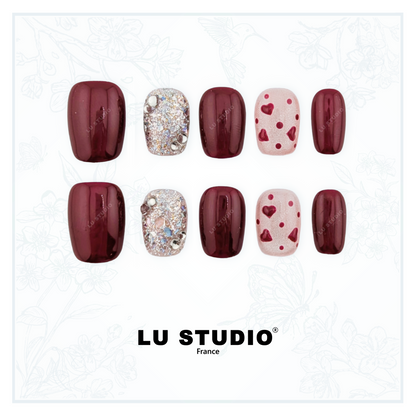 M183 - Confettis d'amour  |  Faux-ongles réutilisables - Press on nails