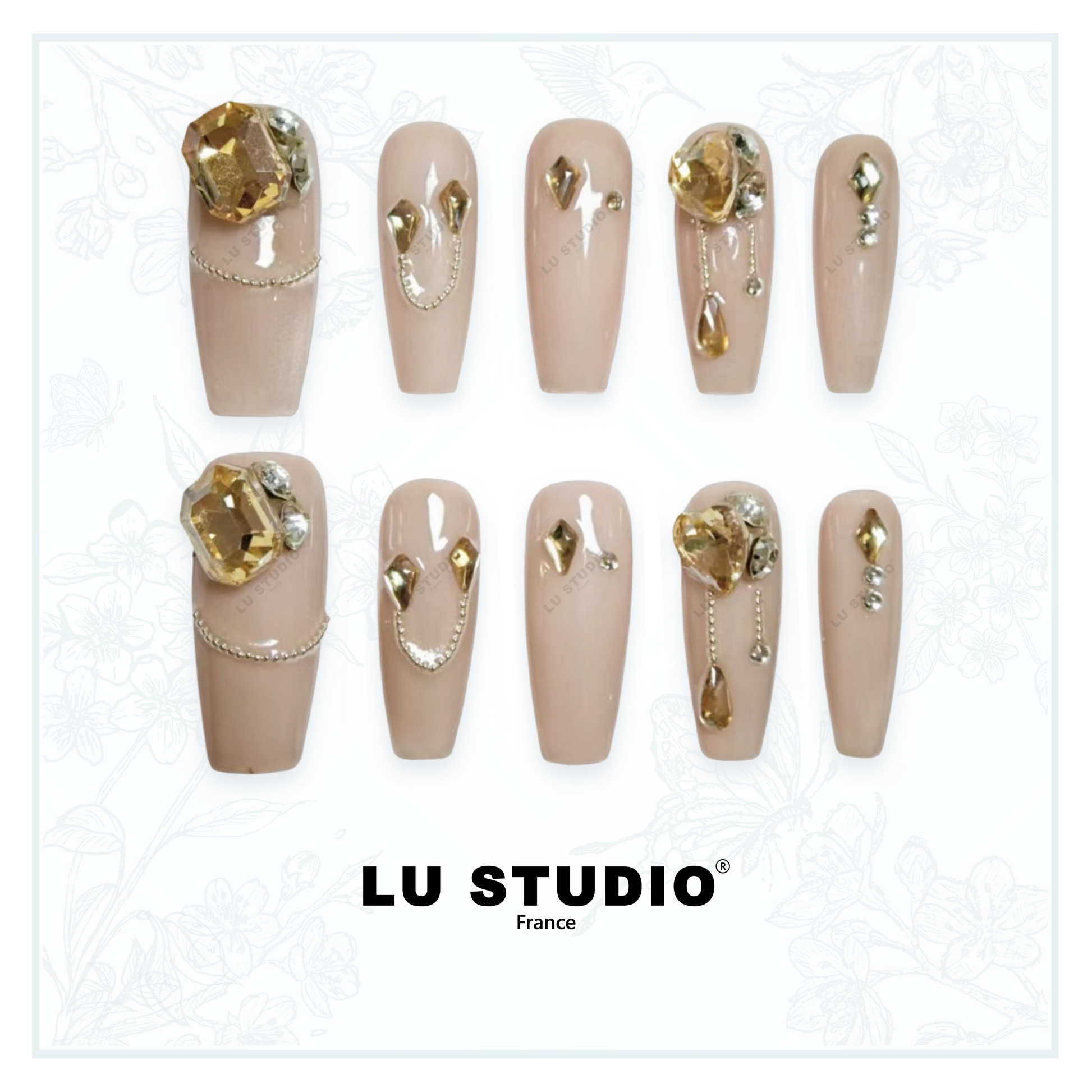 M21 - Chaîne de diamants  |  Faux-ongles réutilisables - Press on nails