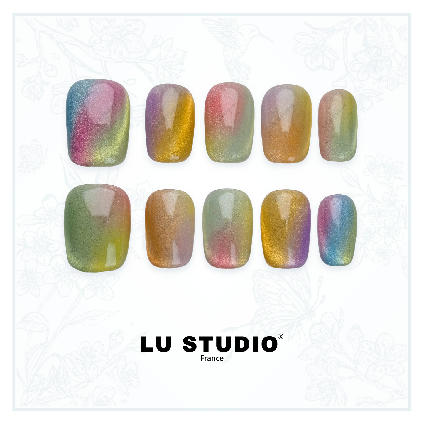 M28 - Arc en ciel  |  Faux-ongles réutilisables - Press on nails