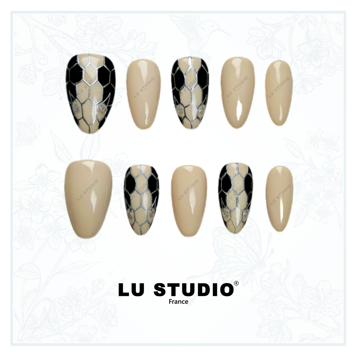 M33 - White snake  |  Faux-ongles réutilisables - Press on nails