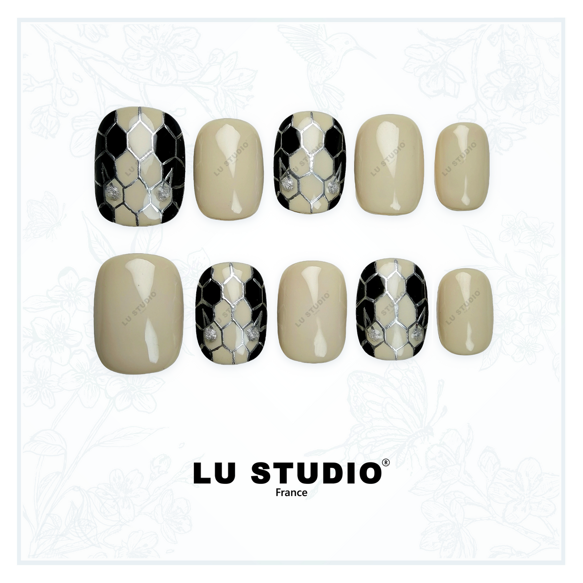 M33 - White snake | Faux-ongles réutilisables - Press on nails
