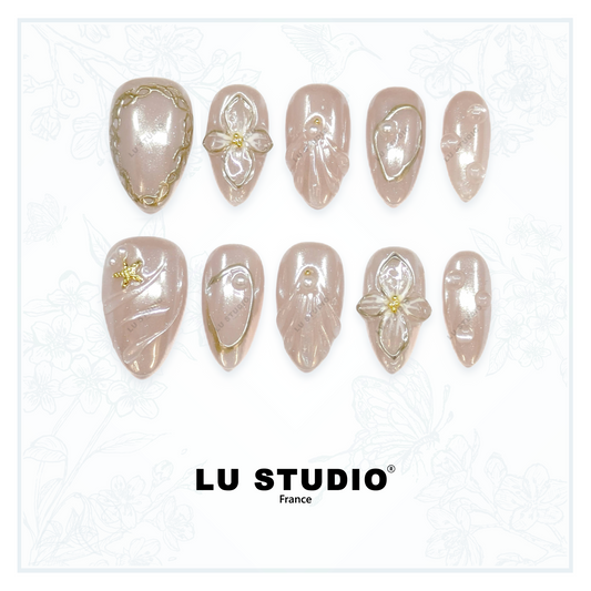 M36 - Tenue de couronnement rose | Faux-ongles réutilisables - Press on nails