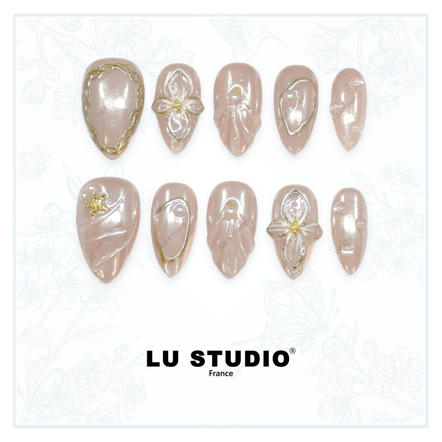 M36 - Tenue de couronnement rose  |  Faux-ongles réutilisables - Press on nails