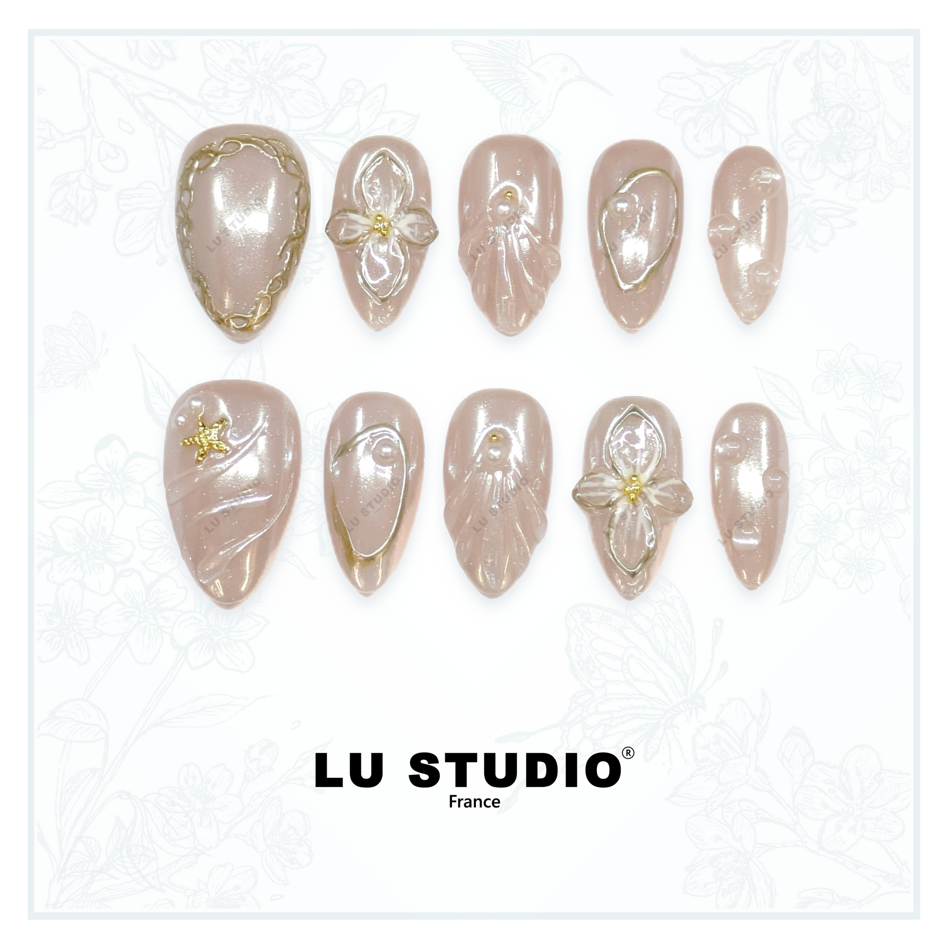 M36 - Tenue de couronnement rose  |  Faux-ongles réutilisables - Press on nails