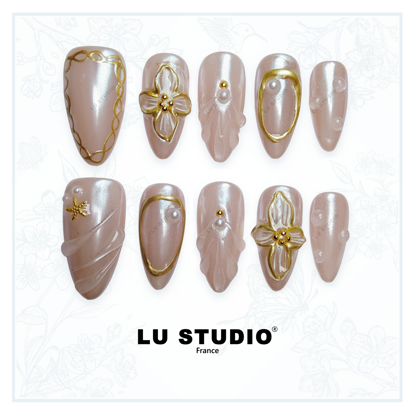 M37 - Tenue de couronnement rose  |  Faux-ongles réutilisables - Press on nails